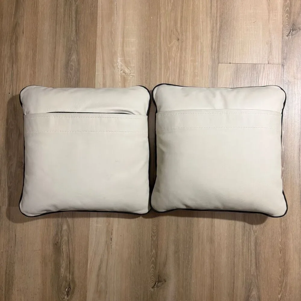 Bentley Wing Logo Leather Down Feather Throw Pillows Set of 2 Old Money Luxury
